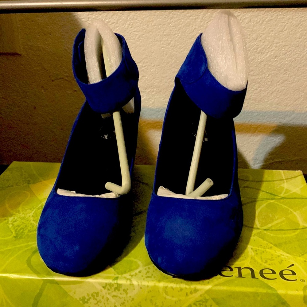 Royal Blue suede wedges